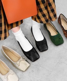 minia | ワイドスクエアフラットシューズ　◆(パンプス)