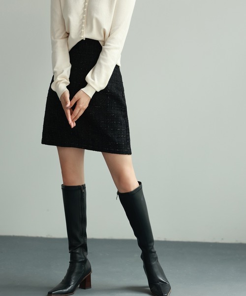 SAISON DE PAPILLON(セゾンドパピヨン)の「ツイード生地ペチパン付きミニスカート(スカート・レディース・ホワイト/ブラック/ピンク・S/M/L)」の15枚目の写真