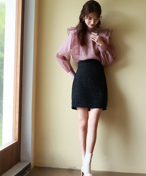 SAISON DE PAPILLON(セゾンドパピヨン)の「ツイード生地ペチパン付きミニスカート(スカート・レディース・ホワイト/ブラック/ピンク・S/M/L)」の18枚目の写真