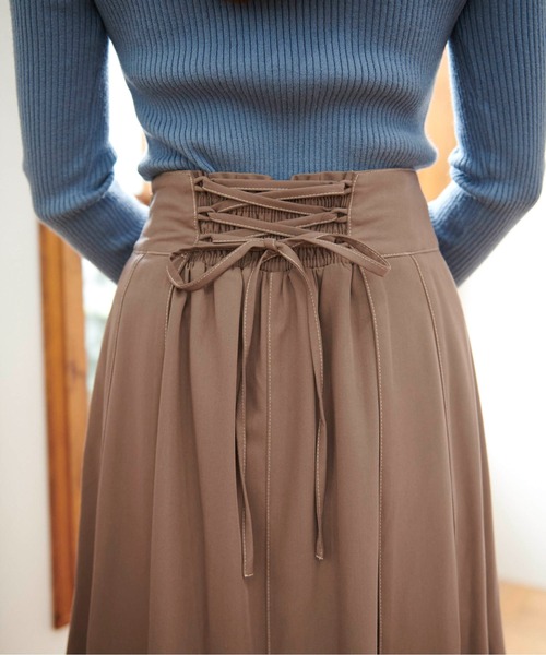 FREE'S MART（フリーズマート）の「【Sシリーズ対応】配色ステッチバックレースアップスカート（スカート・レディース・ブラック/ブラウン/ブルー/カーキ・MEDIUM/X-SMALL/SMALL）」の16枚目の写真