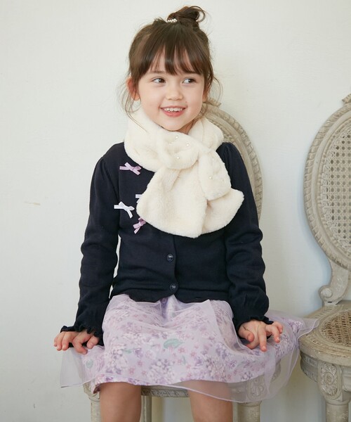 ANY（エニィ）の「リボンマフラー（マフラー・キッズ・アイボリー系/ピンク系/ライラック系8・F）」の4枚目の写真