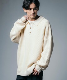 Rocky Monroe | オーバーサイズ ドロップショルダー ポロニットセーター(ニット/セーター)