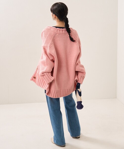 プリーツブリーズピンク ボレロカーディガン FREAK'S STORE（フリークスストア）の「ロービングVネック