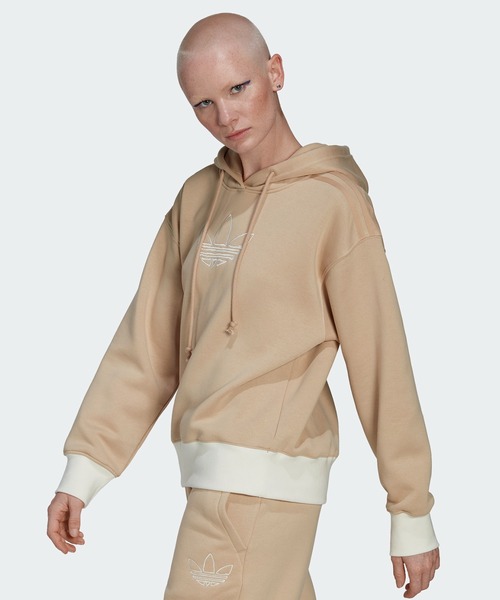 adidas（アディダス）の「トレフォイルグラフィック 刺しゅうパーカー / アディダスオリジナルス（パーカー・レディース・ベージュ/ブラック/ホワイト・MEDIUM/SMALL/XX-LARGE/LARGE/X-LARGE/X-SMALL）」の6枚目の写真