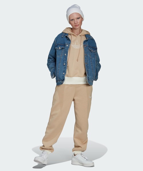 adidas（アディダス）の「トレフォイルグラフィック 刺しゅうパーカー / アディダスオリジナルス（パーカー・レディース・ベージュ/ブラック/ホワイト・MEDIUM/SMALL/XX-LARGE/LARGE/X-LARGE/X-SMALL）」の5枚目の写真