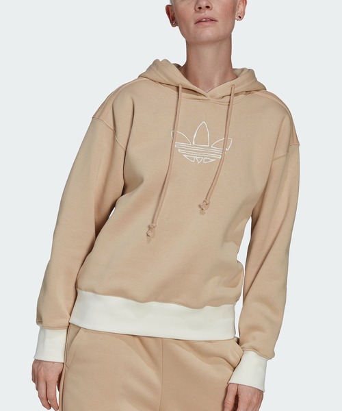 adidas（アディダス）の「トレフォイルグラフィック 刺しゅうパーカー / アディダスオリジナルス（パーカー・レディース・ベージュ/ブラック/ホワイト・MEDIUM/SMALL/XX-LARGE/LARGE/X-LARGE/X-SMALL）」の12枚目の写真