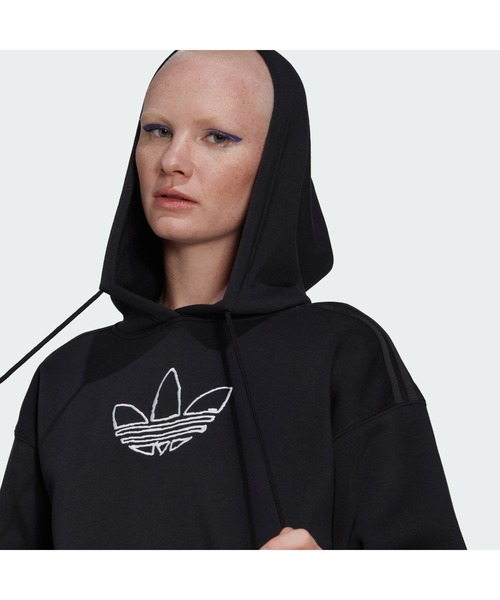 adidas（アディダス）の「トレフォイルグラフィック 刺しゅうパーカー / アディダスオリジナルス（パーカー・レディース・ベージュ/ブラック/ホワイト・MEDIUM/SMALL/XX-LARGE/LARGE/X-LARGE/X-SMALL）」の19枚目の写真