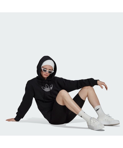 adidas（アディダス）の「トレフォイルグラフィック 刺しゅうパーカー / アディダスオリジナルス（パーカー・レディース・ベージュ/ブラック/ホワイト・MEDIUM/SMALL/XX-LARGE/LARGE/X-LARGE/X-SMALL）」の21枚目の写真