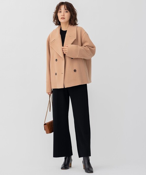 23区（ニジュウサンク）の「ヘリンボーン ショート ピーコート（ピーコート・レディース・ネイビー系/黄土色系・32）」の9枚目の写真