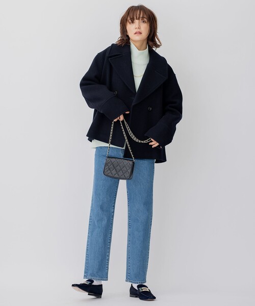 23区（ニジュウサンク）の「ヘリンボーン ショート ピーコート（ピーコート・レディース・ネイビー系/黄土色系・32）」の17枚目の写真