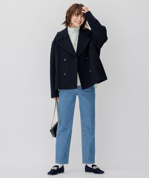 23区（ニジュウサンク）の「ヘリンボーン ショート ピーコート（ピーコート・レディース・ネイビー系/黄土色系・32）」の15枚目の写真