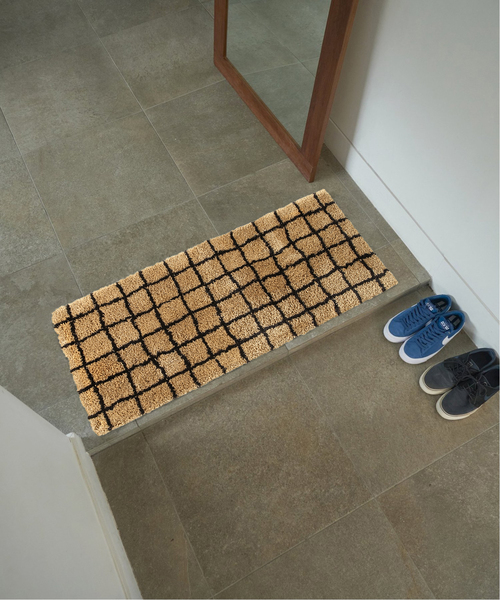 journal standard Furniture (ジャーナルスタンダードファニチャー)の「GRID MAT 50x120 グリッド マット(ラグ/マット・レディース・アイボリー/キャメル・FREE)」の2枚目の写真