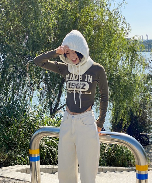 by muni:r（バイ ムニール）の「フードストリングバラクラバ（キャップ・レディース・ブラック/アイボリー/チャコール/ベージュ・ONE SIZE）」の18枚目の写真