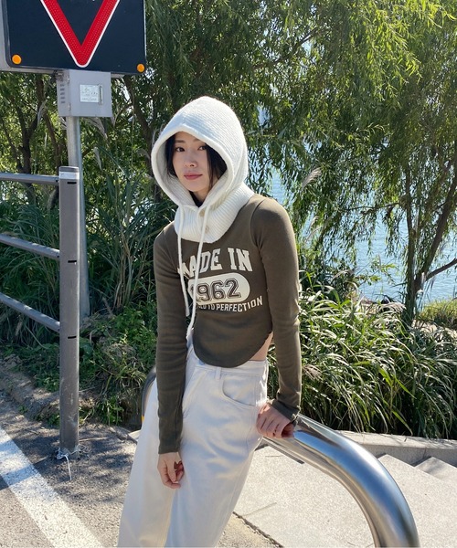 by muni:r（バイ ムニール）の「フードストリングバラクラバ（キャップ・レディース・ブラック/アイボリー/チャコール/ベージュ・ONE SIZE）」の20枚目の写真