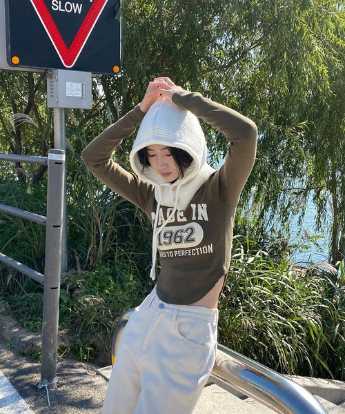 by muni:r（バイ ムニール）の「フードストリングバラクラバ（キャップ・レディース・ブラック/アイボリー/チャコール/ベージュ・ONE SIZE）」の21枚目の写真