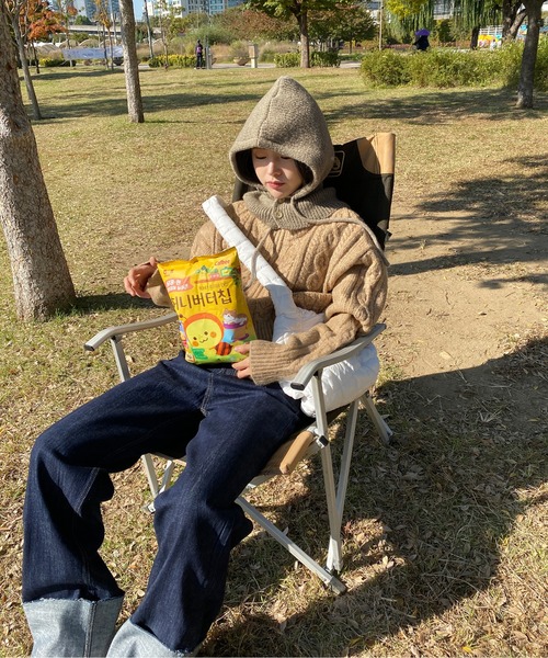 by muni:r（バイ ムニール）の「フードストリングバラクラバ（キャップ・レディース・ブラック/アイボリー/チャコール/ベージュ・ONE SIZE）」の14枚目の写真