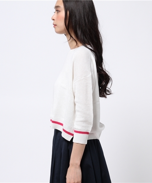 OUTLET（アウトレット）の「【mystic】畦編ミラインニット（ニット/セーター・レディース・ミント/ネイビー/オフホワイト・FREE）」の9枚目の写真