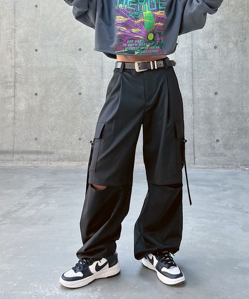 PAGEBOY（ページボーイ）の「ローライズカーゴパンツ / セットアップ対応（カーゴパンツ・レディース・ストライプ/グレイッシュベージュ/ブラック・FREE）」の9枚目の写真