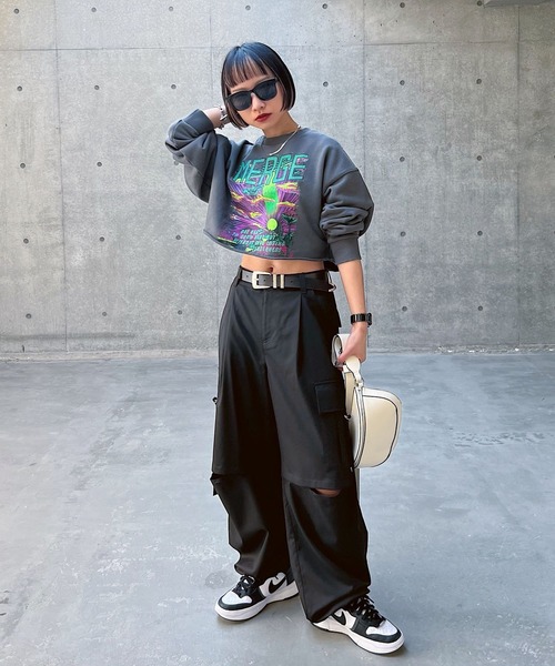 PAGEBOY（ページボーイ）の「ローライズカーゴパンツ / セットアップ対応（カーゴパンツ・レディース・ストライプ/グレイッシュベージュ/ブラック・FREE）」の13枚目の写真