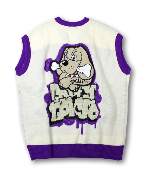 GALFY(ガルフィー)の「GALFY/ガルフィー わんわん落書きチョッキ(ベスト・メンズ・ホワイト/ブラック/パープル・L/XL)」の5枚目の写真