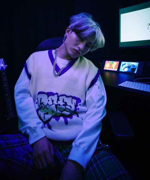 GALFY(ガルフィー)の「GALFY/ガルフィー わんわん落書きチョッキ(ベスト・メンズ・ホワイト/ブラック/パープル・L/XL)」の12枚目の写真