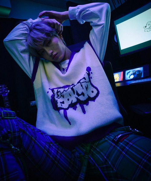 GALFY(ガルフィー)の「GALFY/ガルフィー わんわん落書きチョッキ(ベスト・メンズ・ホワイト/ブラック/パープル・L/XL)」の13枚目の写真