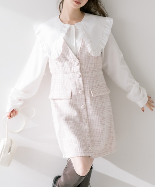 OLIVE des OLIVE（オリーブデオリーブ）の「Vネックジャンスカ（ワンピース・レディース・ラベンダー/スミクロ/ブラック・FREE）」の3枚目の写真