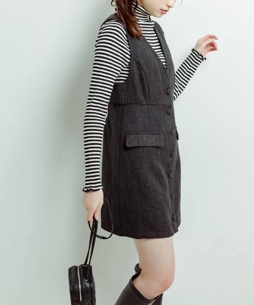 OLIVE des OLIVE（オリーブデオリーブ）の「Vネックジャンスカ（ワンピース・レディース・ラベンダー/スミクロ/ブラック・FREE）」の15枚目の写真