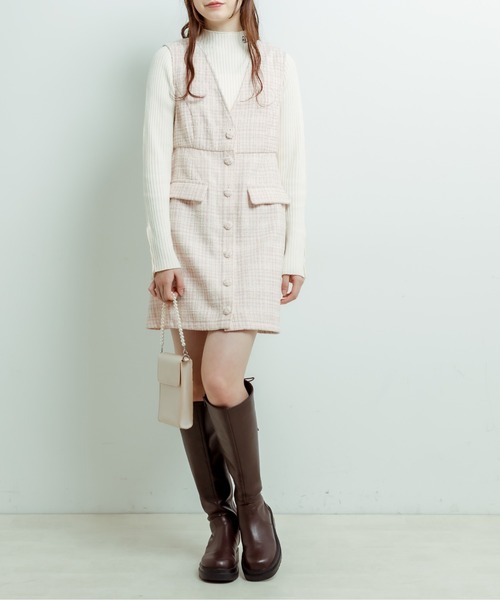 OLIVE des OLIVE（オリーブデオリーブ）の「Vネックジャンスカ（ワンピース・レディース・ラベンダー/スミクロ/ブラック・FREE）」の12枚目の写真