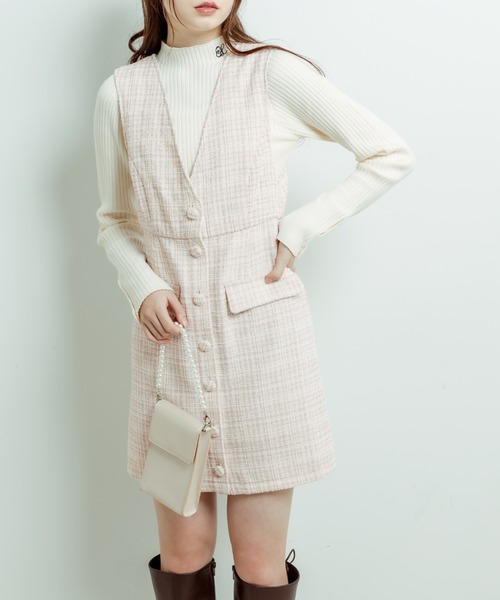 OLIVE des OLIVE（オリーブデオリーブ）の「Vネックジャンスカ（ワンピース・レディース・ラベンダー/スミクロ/ブラック・FREE）」の8枚目の写真