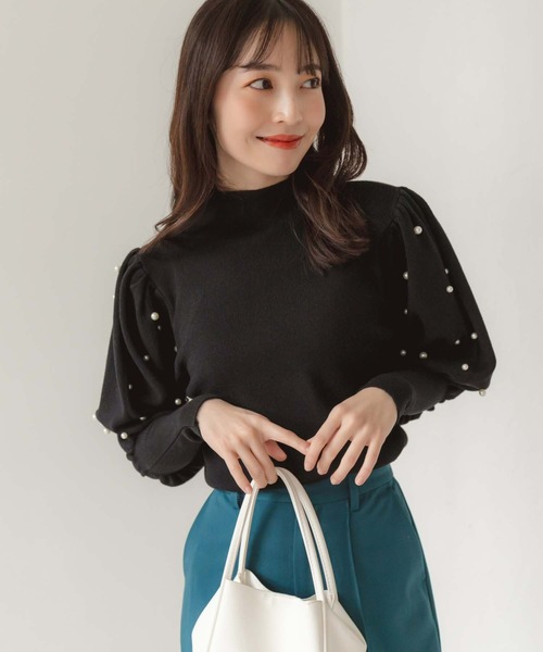fifth(フィフス)の「パール付きバルーンスリーブニット(ニット/セーター・レディース・ベージュ/ホワイト/ブラック・M)」の12枚目の写真