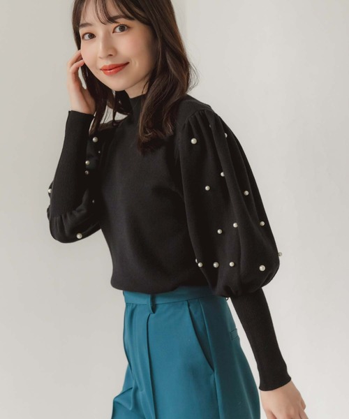 fifth(フィフス)の「パール付きバルーンスリーブニット(ニット/セーター・レディース・ベージュ/ホワイト/ブラック・M)」の14枚目の写真