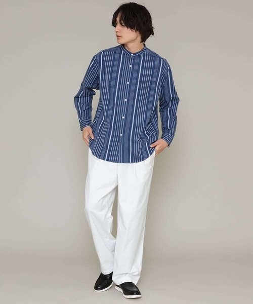a.v.v(アーヴェヴェ)の「ストライプ柄バンドカラーワイドシャツ(シャツ/ブラウス・メンズ・ホワイト/ブルー・46/48/50)」の13枚目の写真