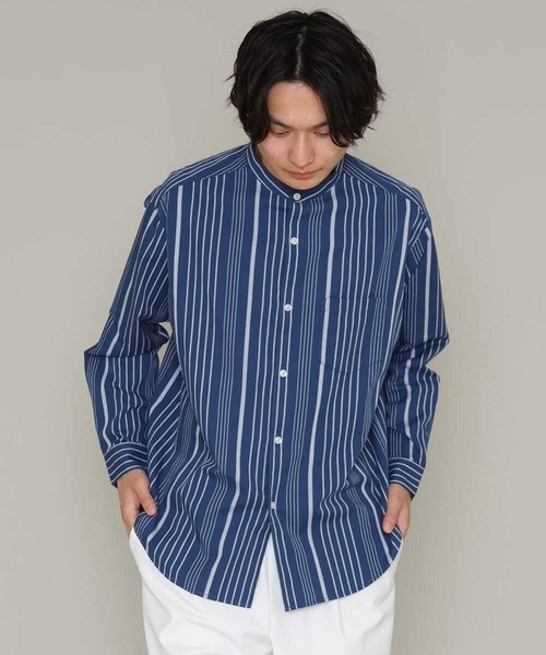 a.v.v(アーヴェヴェ)の「ストライプ柄バンドカラーワイドシャツ(シャツ/ブラウス・メンズ・ホワイト/ブルー・46/48/50)」の22枚目の写真