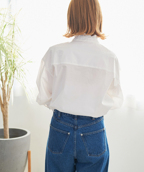 B.C STOCK(ベーセーストック)の「スタンドフリルブラウス(シャツ/ブラウス・レディース・ピンク/グリーン/ホワイト/ブルー・FREE)」の7枚目の写真