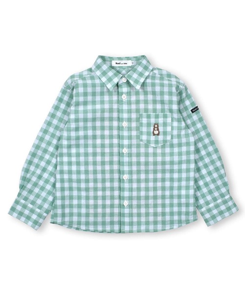 Noeil aime BeBe(ノイユエイムベベ)の「Noeil aime BeBe/【 お揃い 】 胸 ポケット 付き チェック シャツ (90~130cm)(シャツ/ブラウス・キッズ・ブルー系その他/グリーン系その他・100/110/120/90/130)」の1枚目の写真