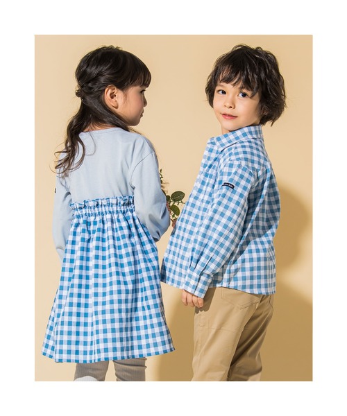 Noeil aime BeBe(ノイユエイムベベ)の「Noeil aime BeBe/【 お揃い 】 胸 ポケット 付き チェック シャツ (90~130cm)(シャツ/ブラウス・キッズ・ブルー系その他/グリーン系その他・100/110/120/90/130)」の7枚目の写真