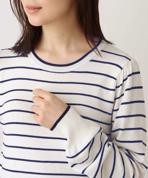 100回洗えるボーダーミドル丈プルオーバー