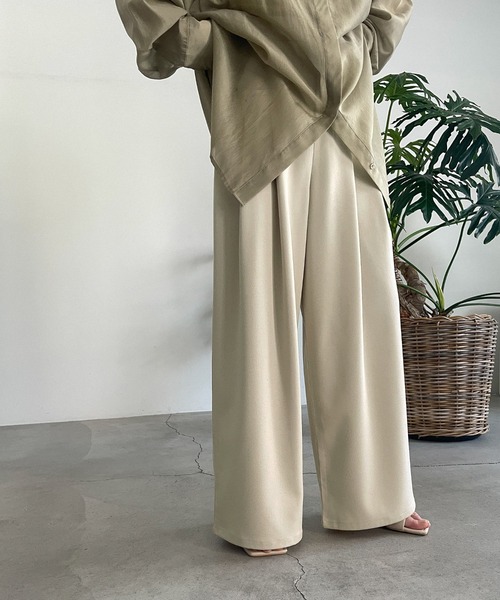 ツイルポケット切り替えタックワイドパンツ（スラックス）｜select