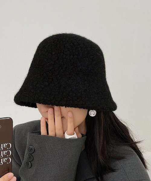 tone（トーン）の「【gratin】ラムウール風バケットハット（ハット・レディース・ホワイト/ブラック/ベージュ/ブルー/アイボリー・FREE）」の3枚目の写真