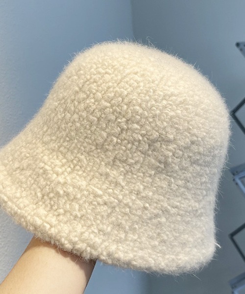 tone（トーン）の「【gratin】ラムウール風バケットハット（ハット・レディース・ホワイト/ブラック/ベージュ/ブルー/アイボリー・FREE）」の7枚目の写真