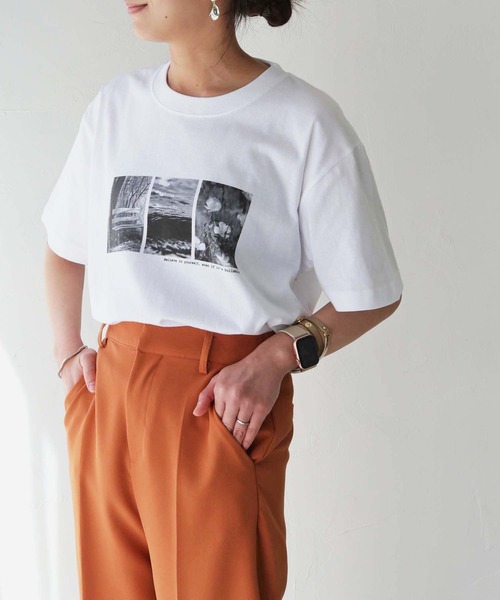 HER CLOSET（ハークローゼット）の「【shemoshelly】WEB限定モノクロフォトプリントロゴTシャツ（Tシャツ/カットソー・レディース・ホワイト/ホワイト系その他・S/M/L）」の16枚目の写真