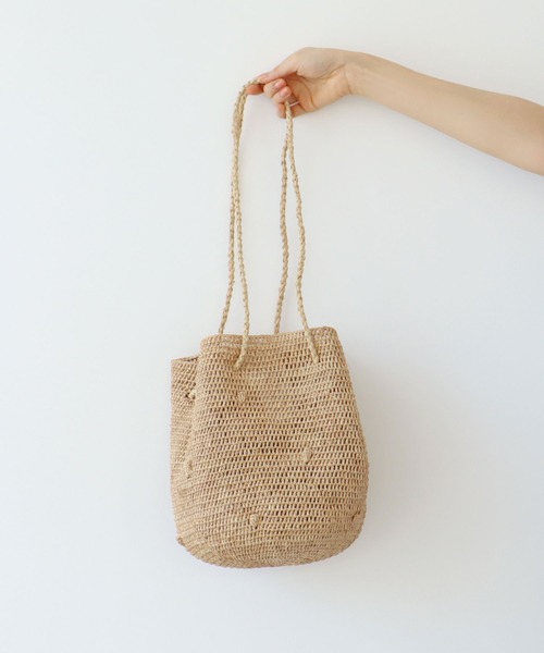 PAR ICI（パーリッシィ）の「【WEB別注】ラフィアかぎ編み ポップコーンドットカゴBAG（かごバッグ・レディース・アイボリー/ピンク/グリーン・FREE）」の2枚目の写真