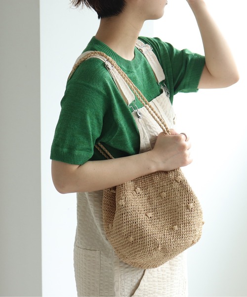 PAR ICI（パーリッシィ）の「【WEB別注】ラフィアかぎ編み ポップコーンドットカゴBAG（かごバッグ・レディース・アイボリー/ピンク/グリーン・FREE）」の16枚目の写真