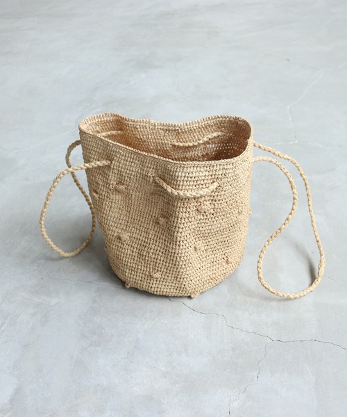 PAR ICI（パーリッシィ）の「【WEB別注】ラフィアかぎ編み ポップコーンドットカゴBAG（かごバッグ・レディース・アイボリー/ピンク/グリーン・FREE）」の20枚目の写真