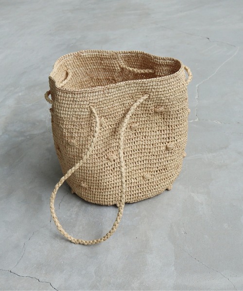 PAR ICI（パーリッシィ）の「【WEB別注】ラフィアかぎ編み ポップコーンドットカゴBAG（かごバッグ・レディース・アイボリー/ピンク/グリーン・FREE）」の21枚目の写真