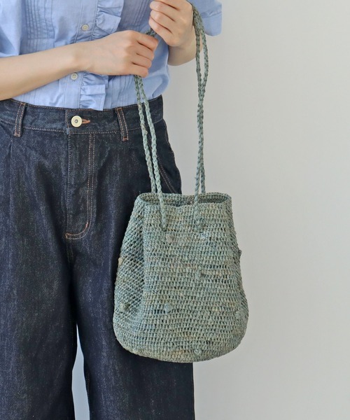 PAR ICI（パーリッシィ）の「【WEB別注】ラフィアかぎ編み ポップコーンドットカゴBAG（かごバッグ・レディース・アイボリー/ピンク/グリーン・FREE）」の7枚目の写真