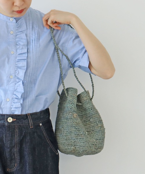 PAR ICI（パーリッシィ）の「【WEB別注】ラフィアかぎ編み ポップコーンドットカゴBAG（かごバッグ・レディース・アイボリー/ピンク/グリーン・FREE）」の6枚目の写真