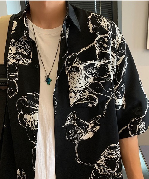 MGV(エムジーヴィー)の「フラワーデザインハーフスリーブシャツ(シャツ/ブラウス・メンズ・ホワイト/ブラック・LARGE/MEDIUM/X-LARGE)」の9枚目の写真