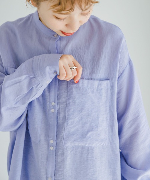 ITEMS URBANRESEARCH（アイテムズ アーバンリサーチ）の「シアーポケットシャツ（シャツ/ブラウス・レディース・ブラック/ホワイト/ブルー・FREE）」の10枚目の写真